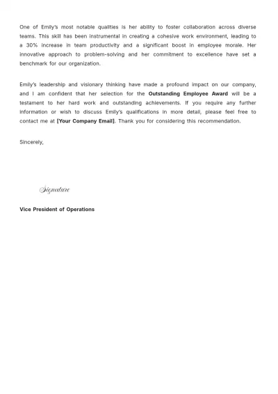 Free Award Reference Letter Template to Edit Online