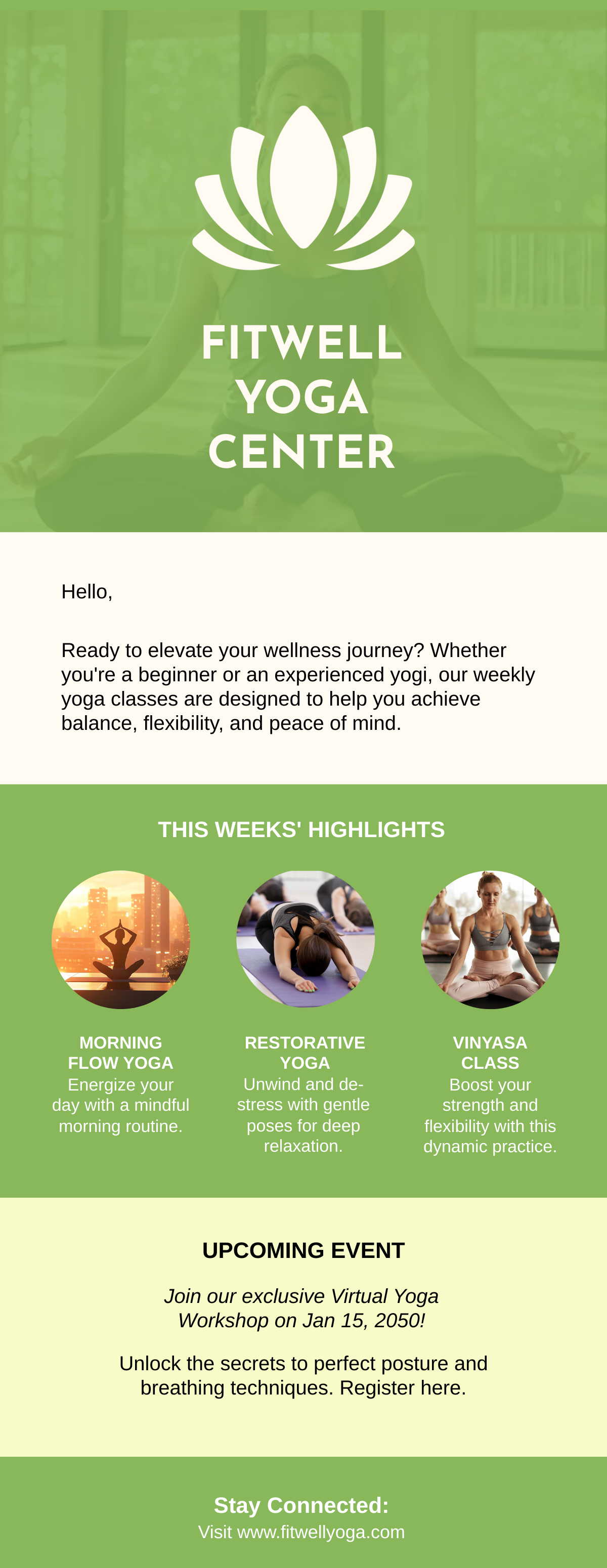 Yoga Email Newsletter Template - Edit Online & Download