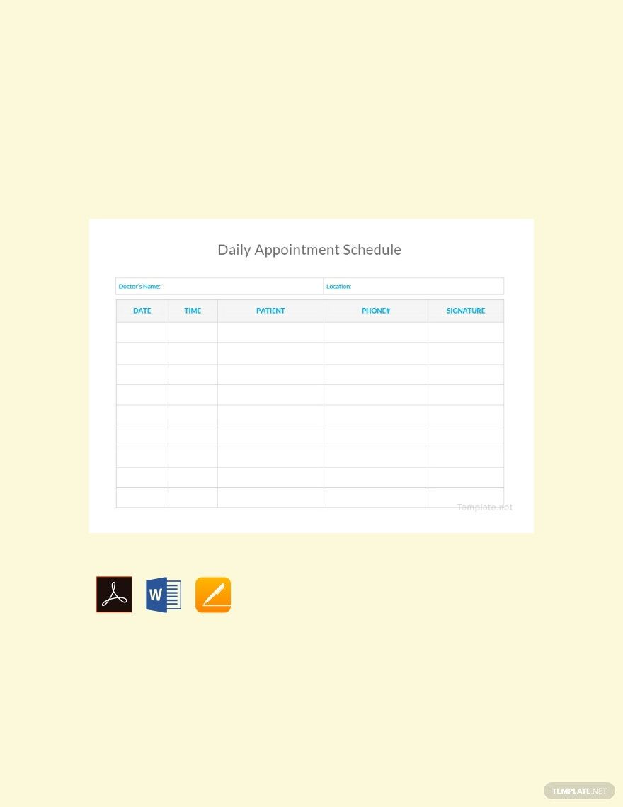 Daily Appointment Schedule Template