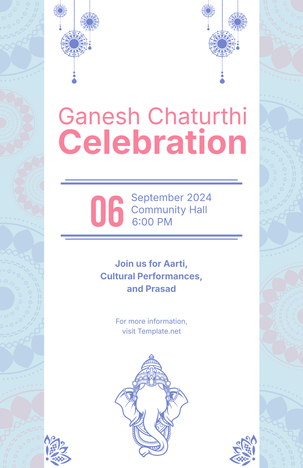 Beautiful Ganesh Chaturthi Poster Template - Edit Online & Download