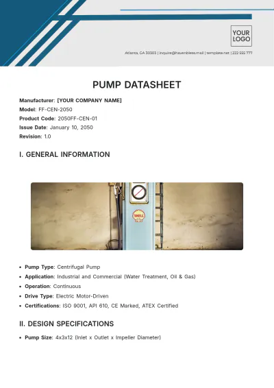 Free Pump Datasheet Template to Edit Online