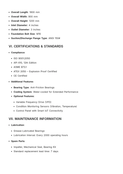 Free Pump Datasheet Template to Edit Online