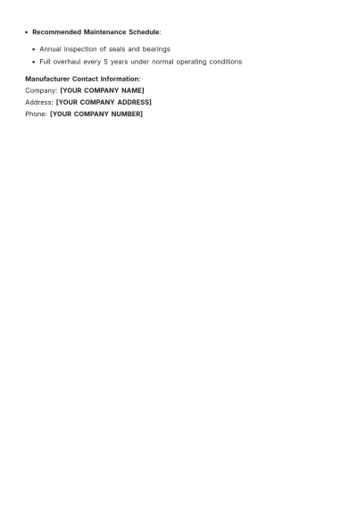 Free Pump Datasheet Template to Edit Online