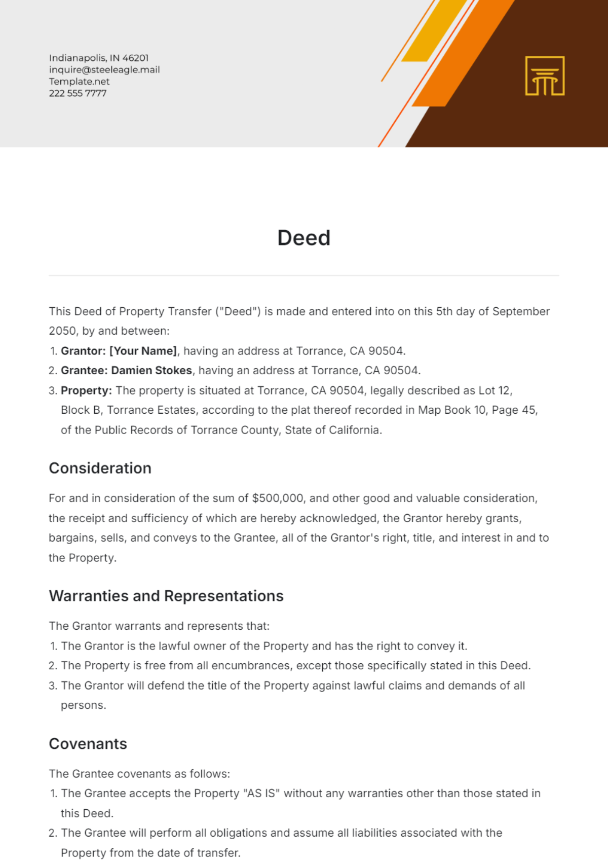 Free Deed Of Conditional Sale Template to Edit Online