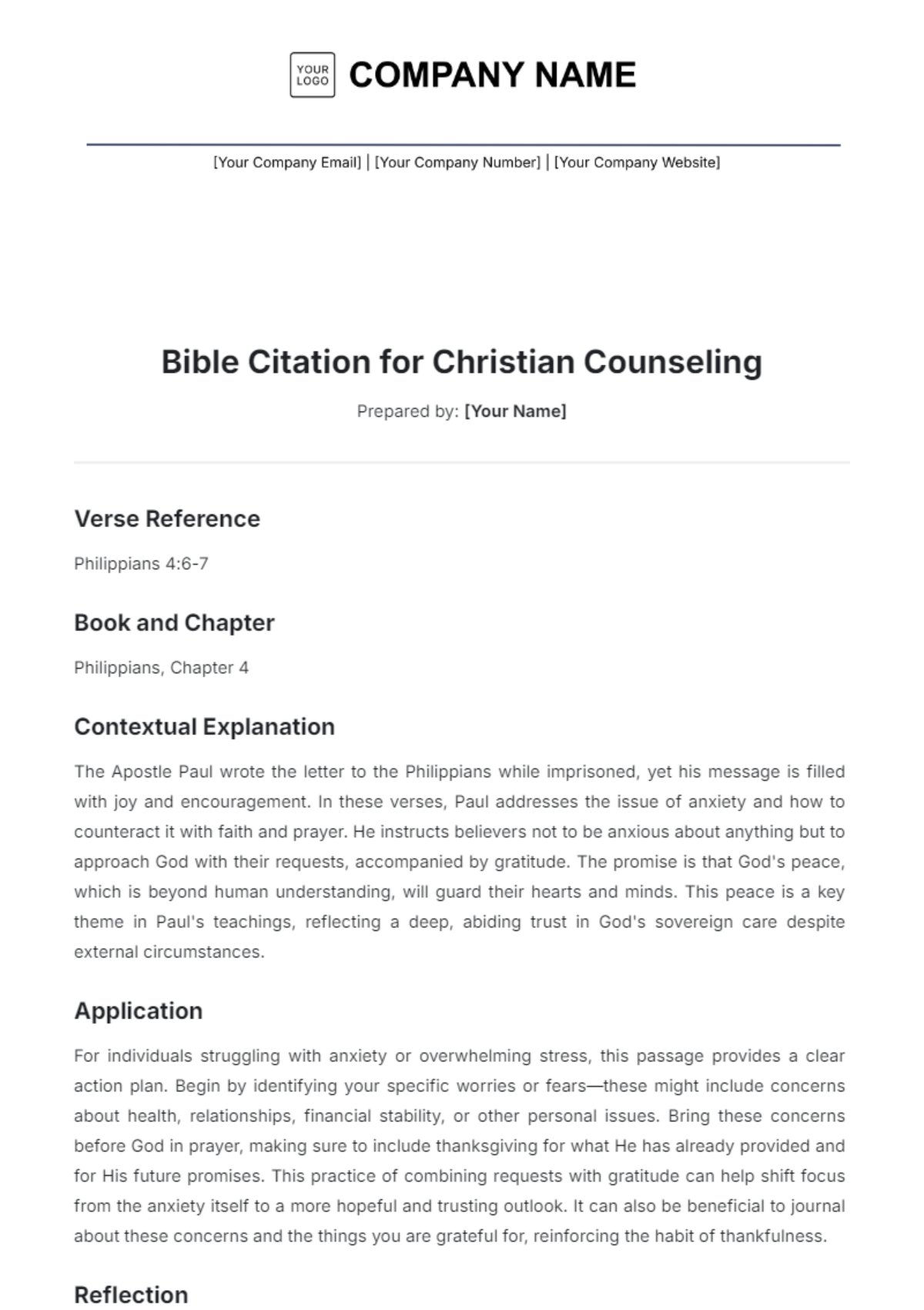 Bible Citation for Christian Counseling Template - Edit Online & Download