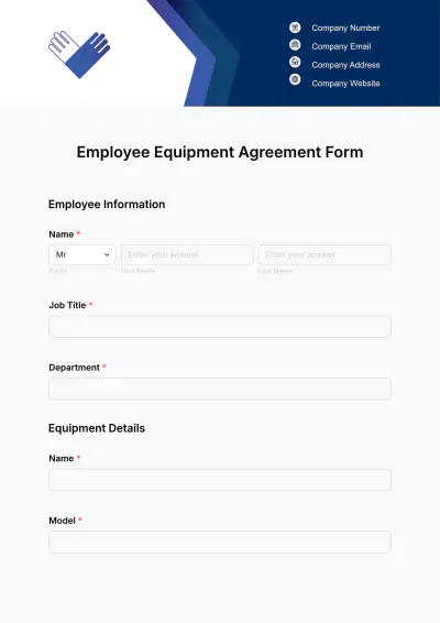 Free Employee Equipment Agreement Form Template to Edit Online