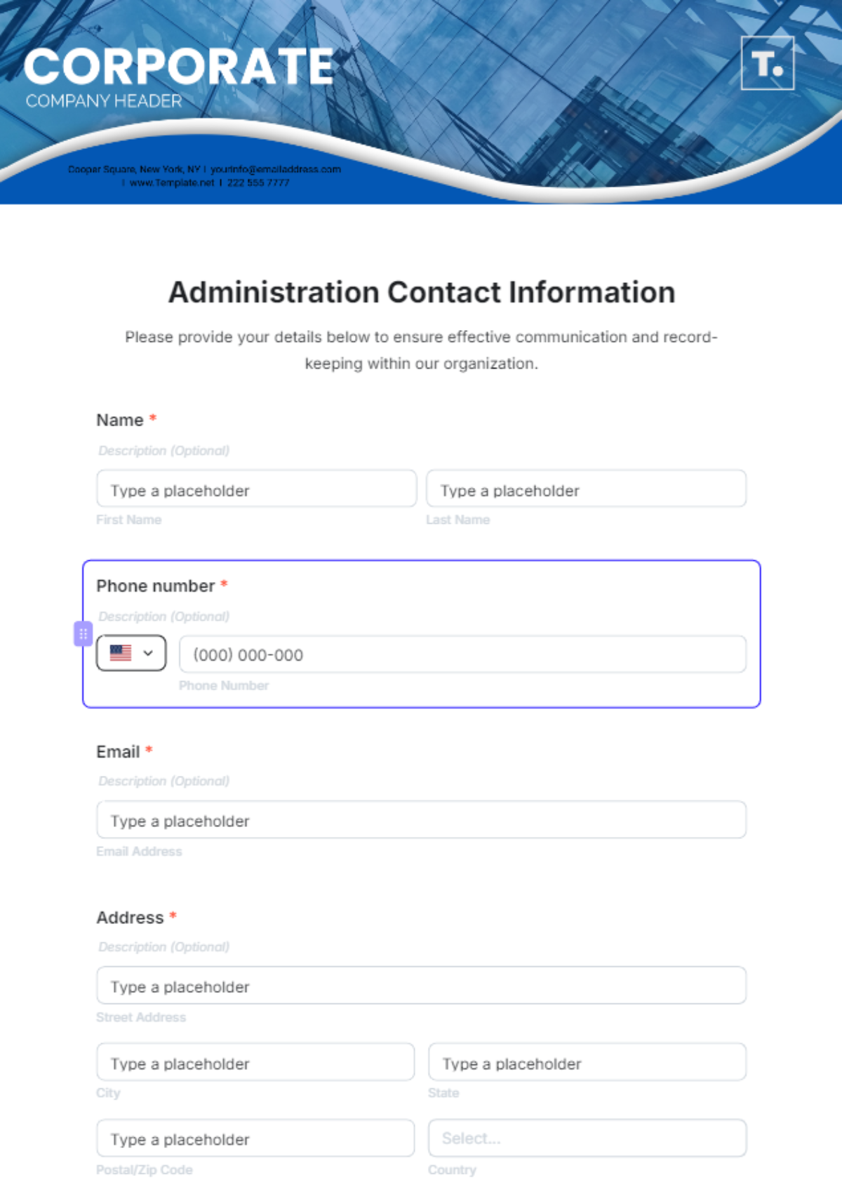 Administration Contact Information Template - Edit Online & Download