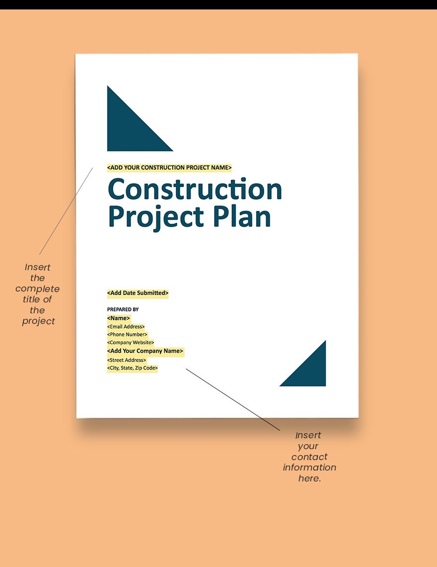 Construction Cost Plan Template