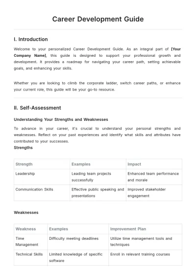 Free Career Development Guide Template to Edit Online