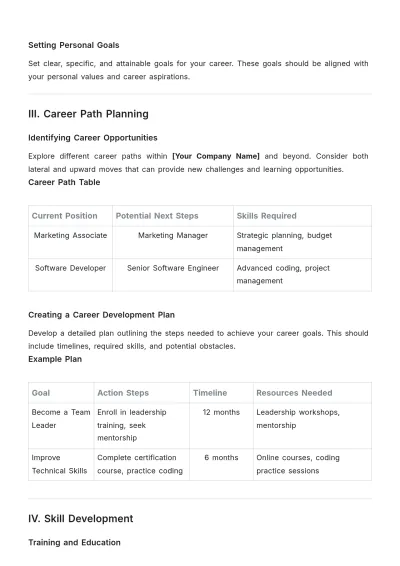 Free Career Development Guide Template to Edit Online