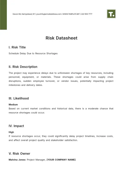 Free Risk Datasheet Template to Edit Online
