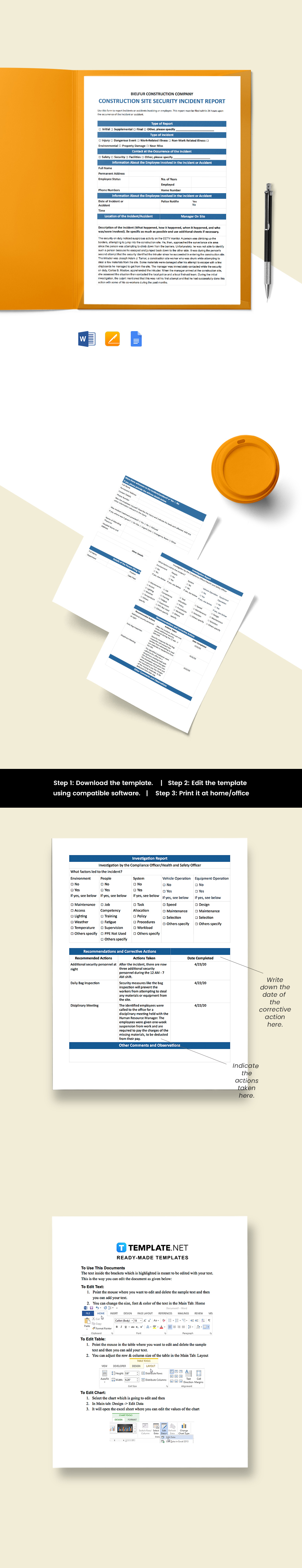Construction Security Incident Report Template - Google Docs, Word ...