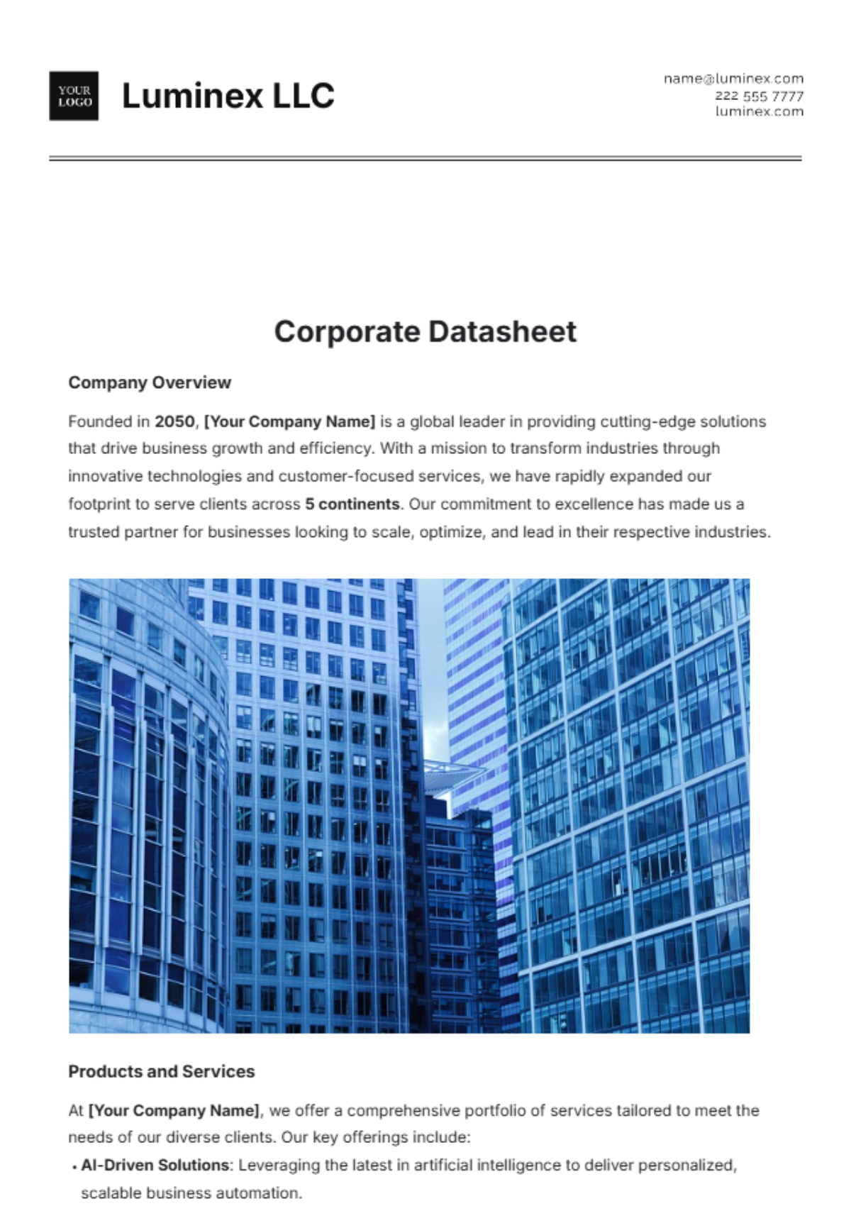 Corporate Datasheet Template