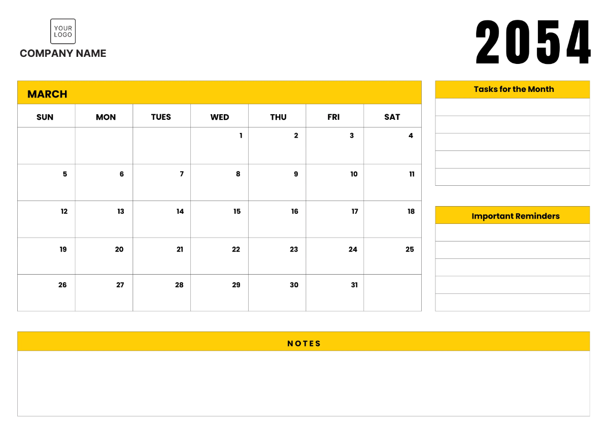 Free Operations Calendar Template to Edit Online