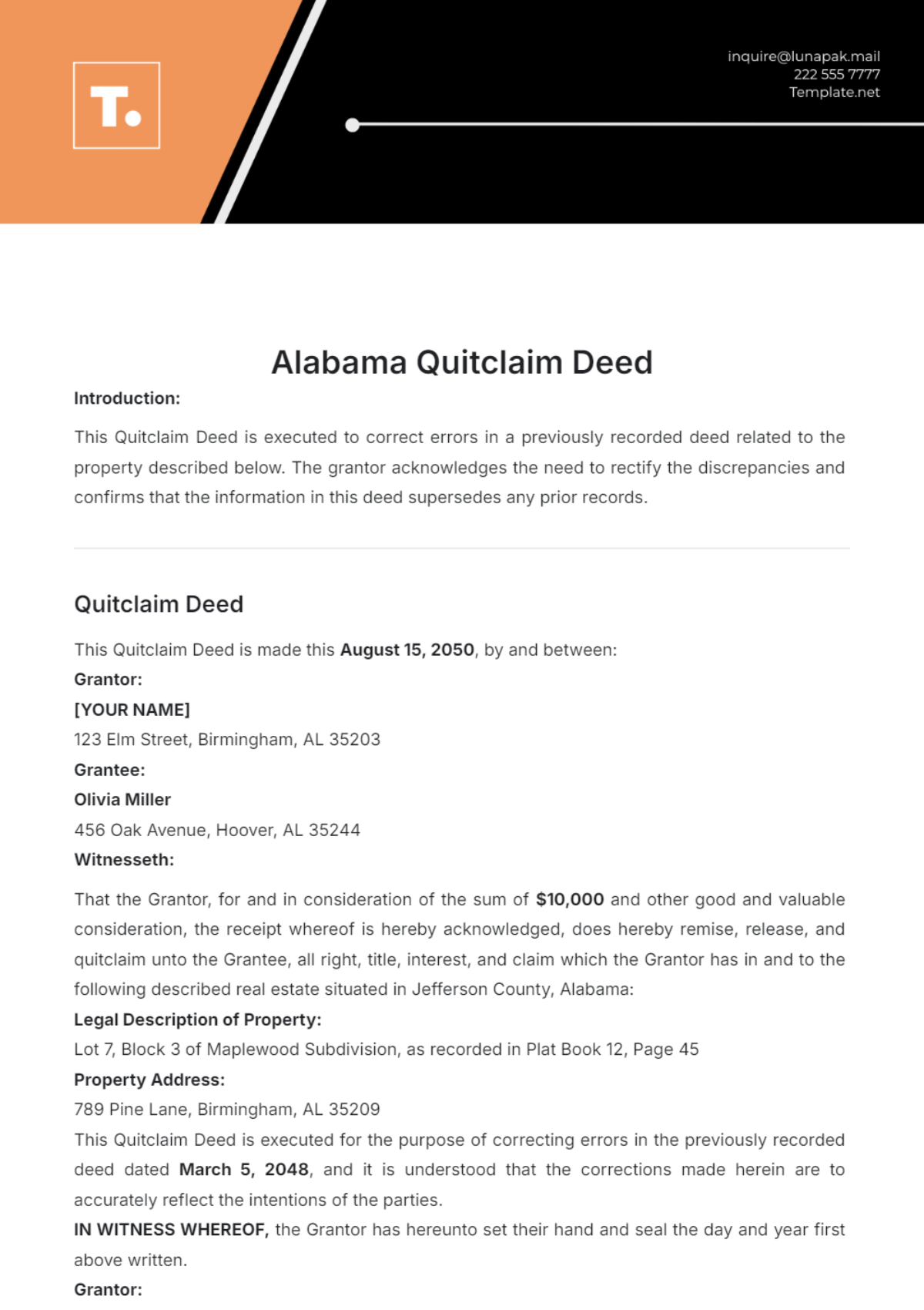 Alabama Quitclaim Deed Template - Edit Online & Download