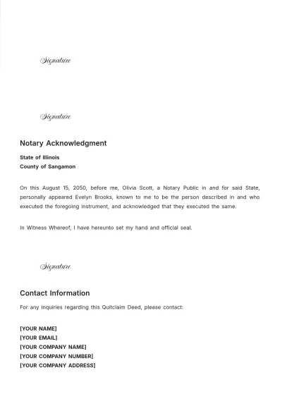 Free Property Ownership Transfer Quitclaim Deed Template to Edit Online