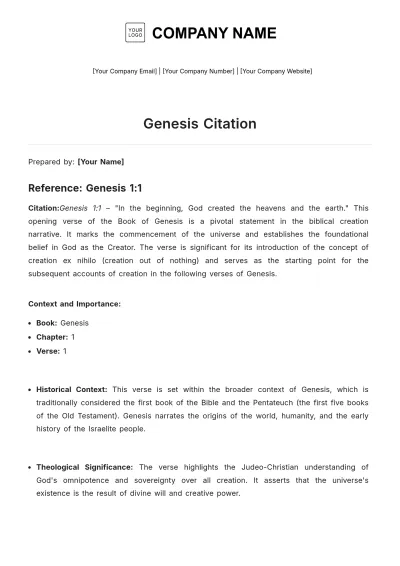 Free Genesis Citation Template to Edit Online