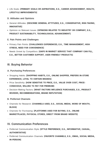 Free Psychographic Profile Outline Template to Edit Online | Template.net to Edit Online