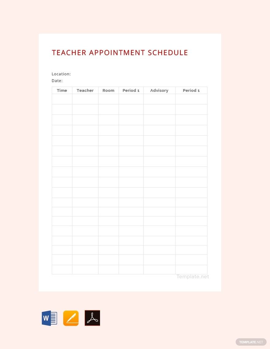 Teacher Appointment Schedule Template