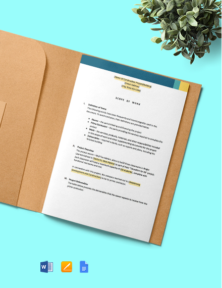 Free Sample Building Construction Scope Of Work Template Google Docs 