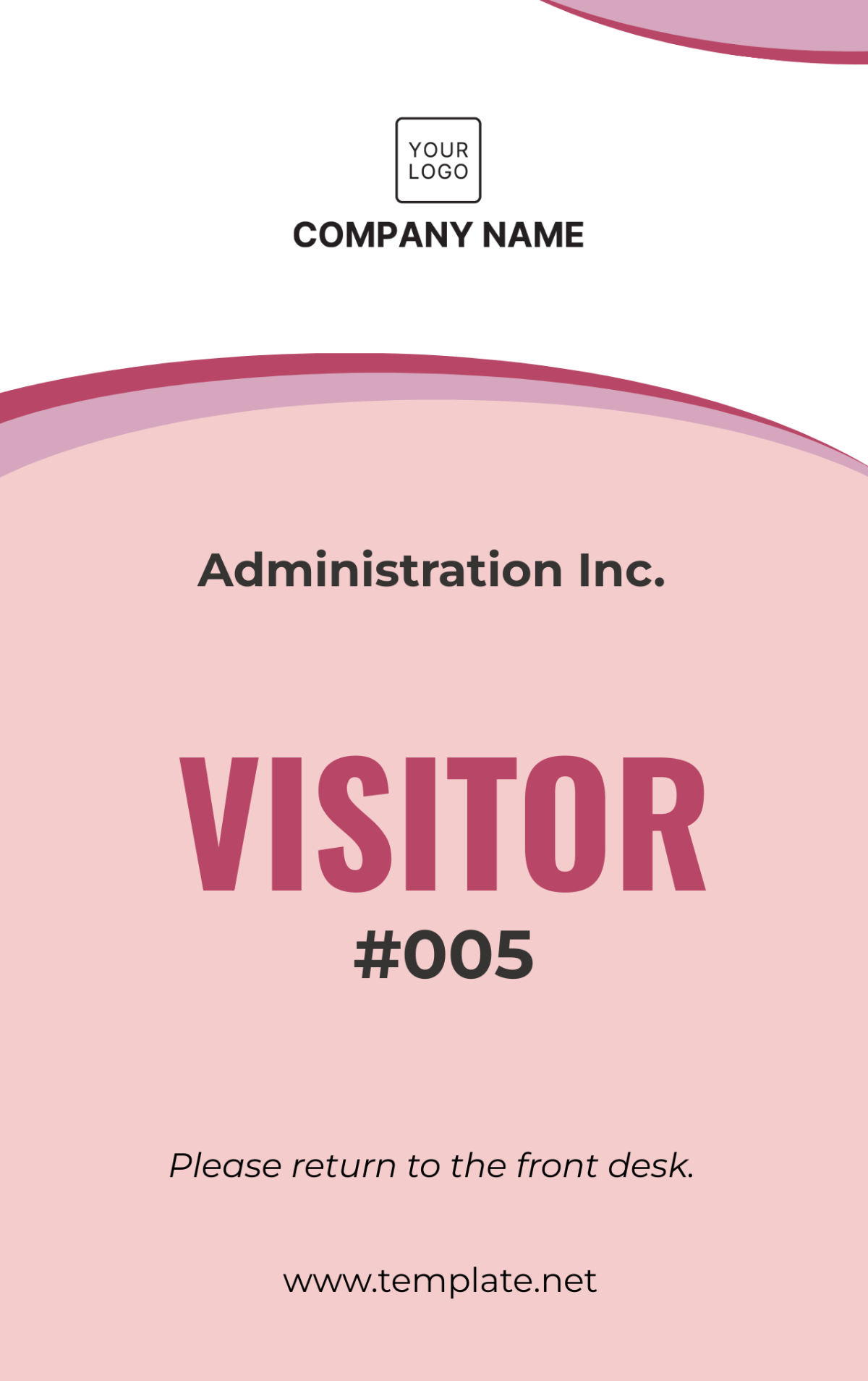 Administration Visitor Badge Template - Edit Online & Download