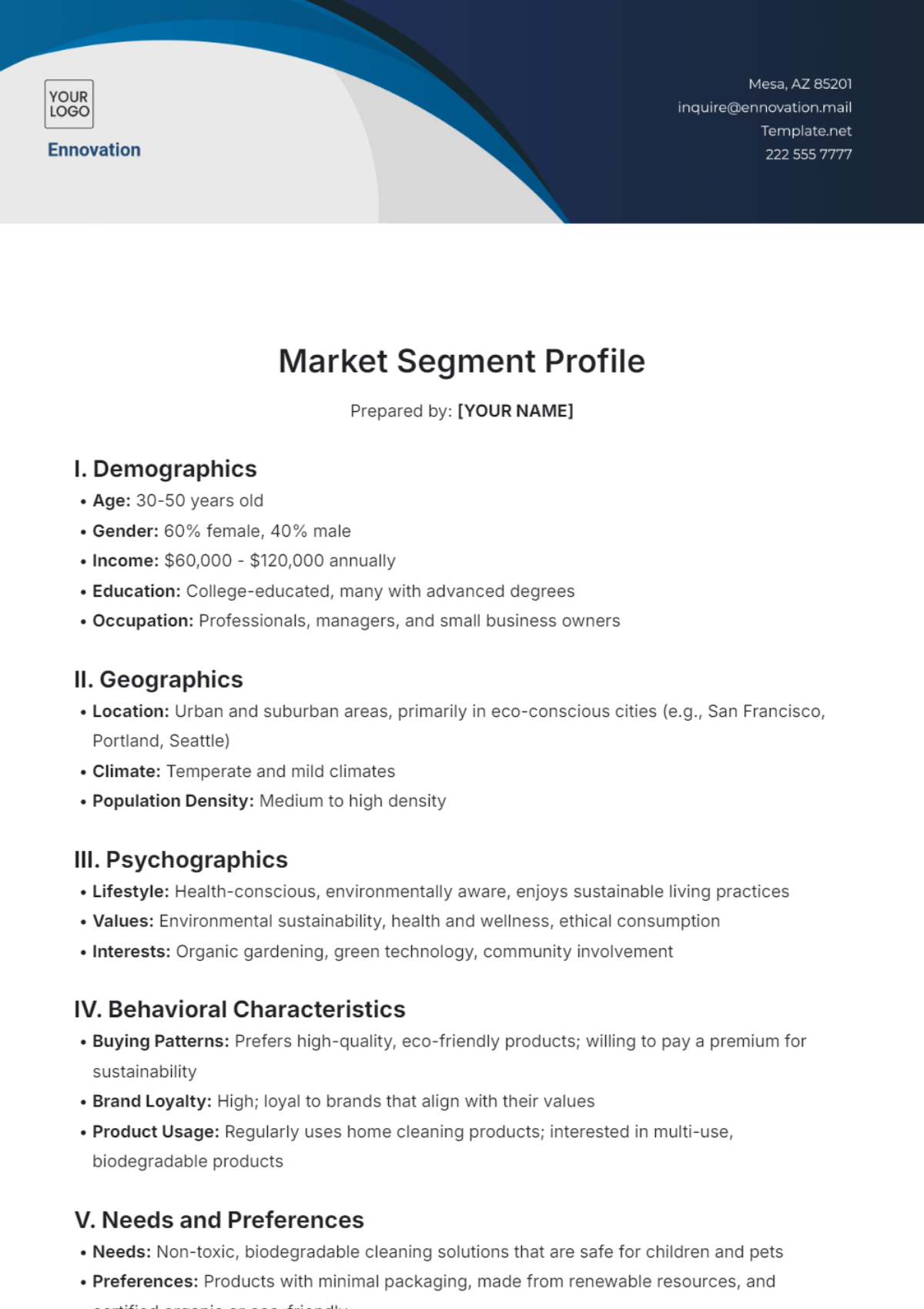 Market Segment Profile Template - Edit Online & Download