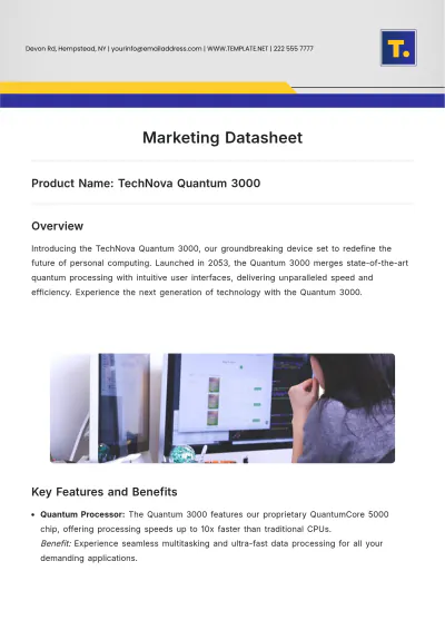 Free Marketing Datasheet Template to Edit Online