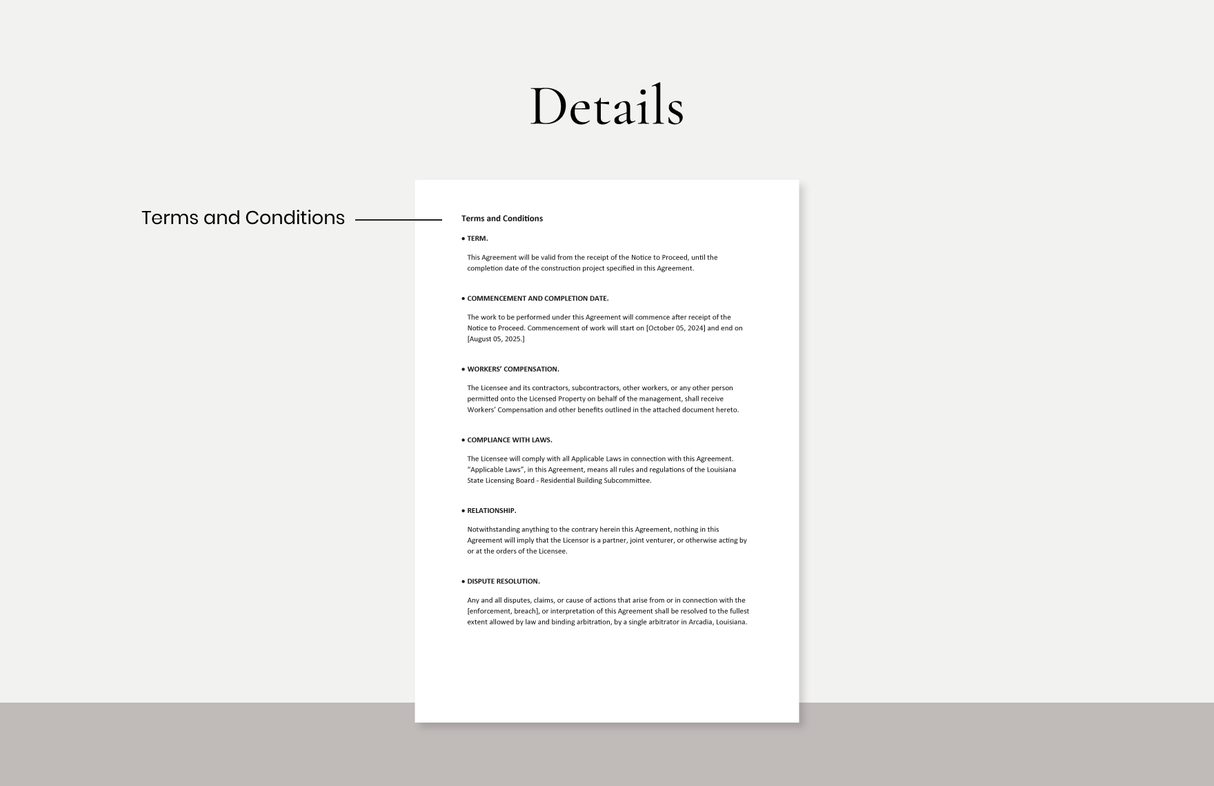 Construction License Agreement Template