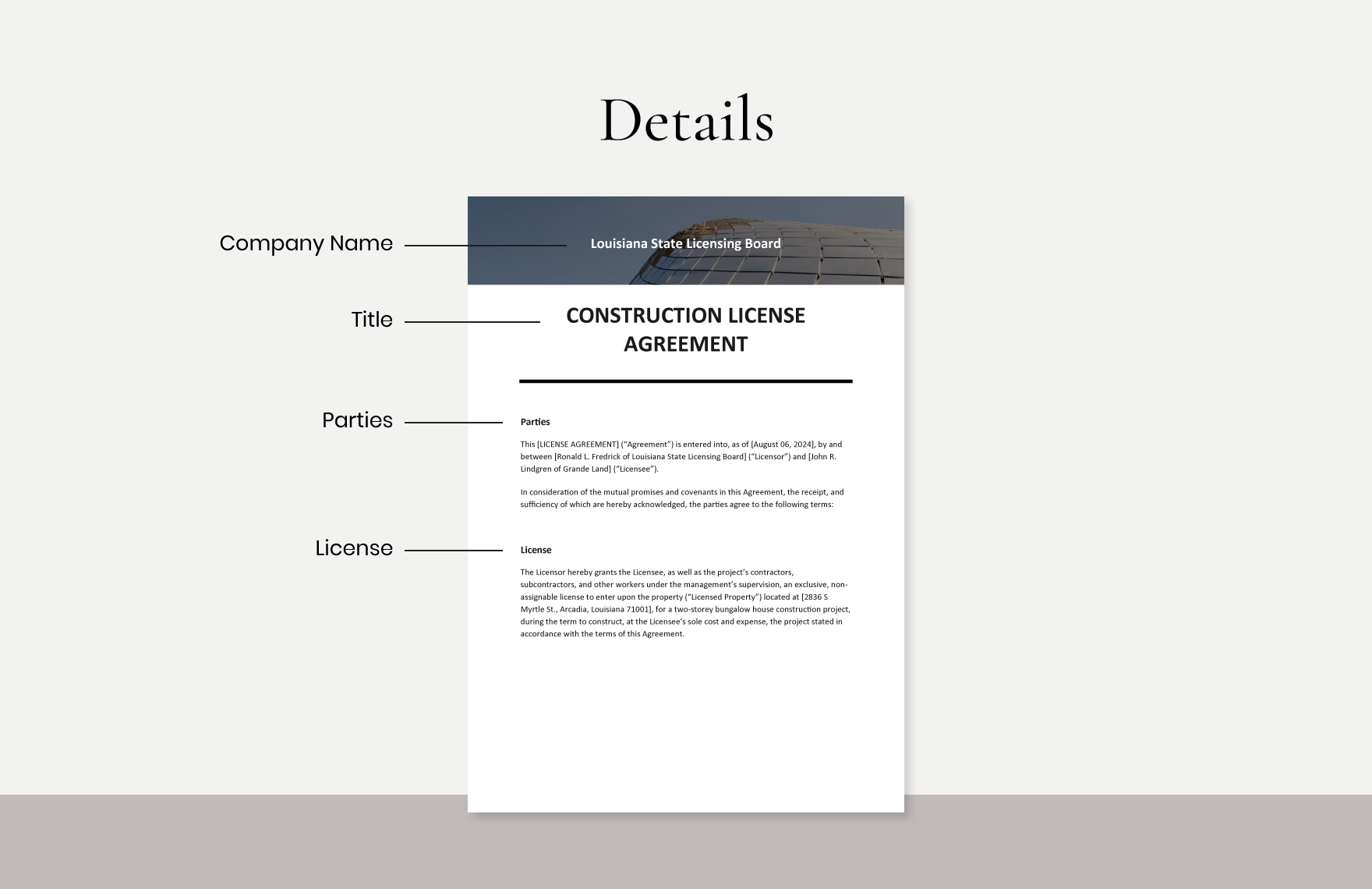 Construction License Agreement Template