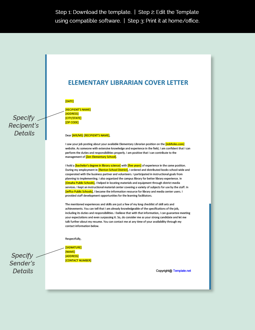 Elementary Librarian Cover Letter