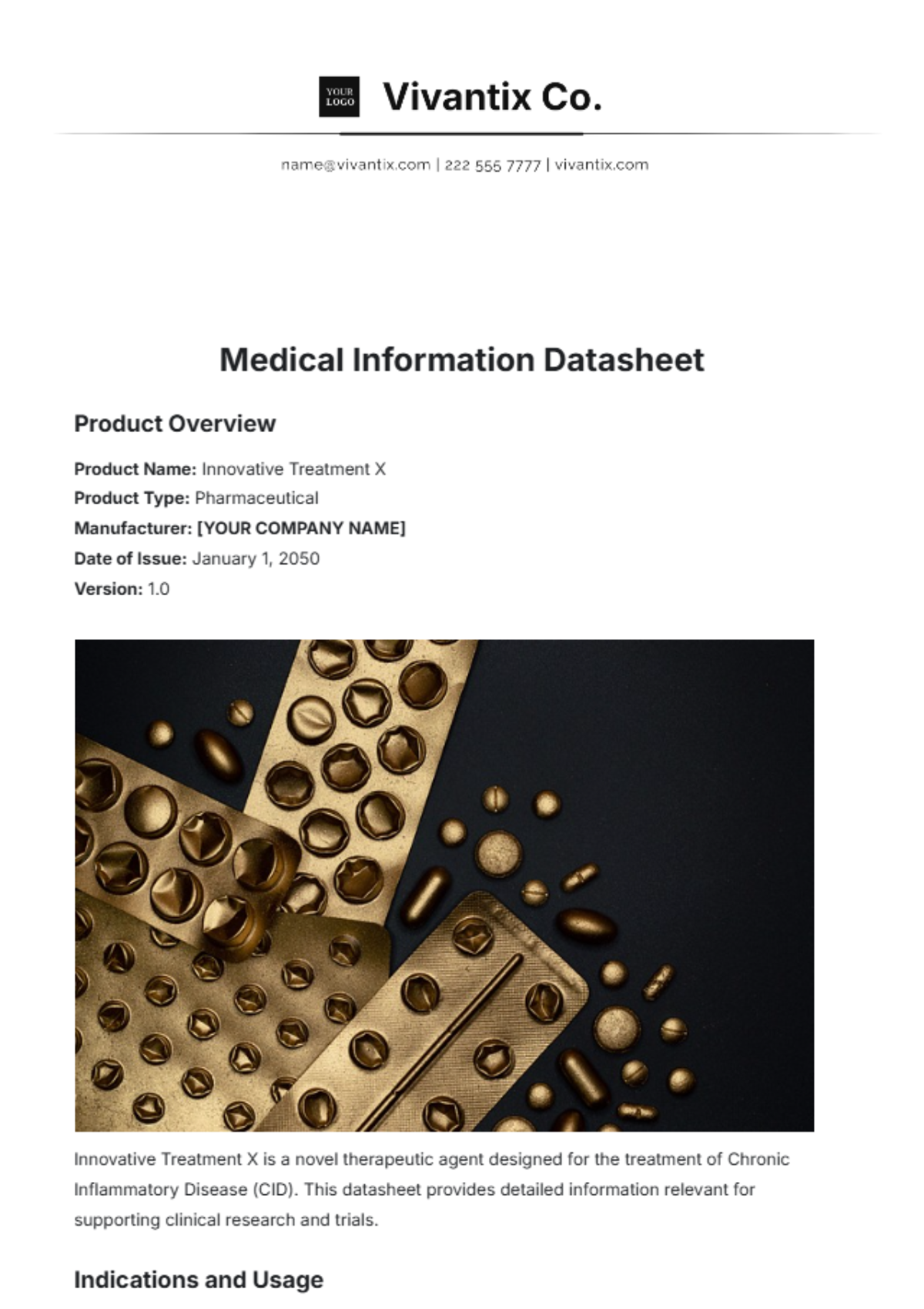 Medical Information Datasheet Template