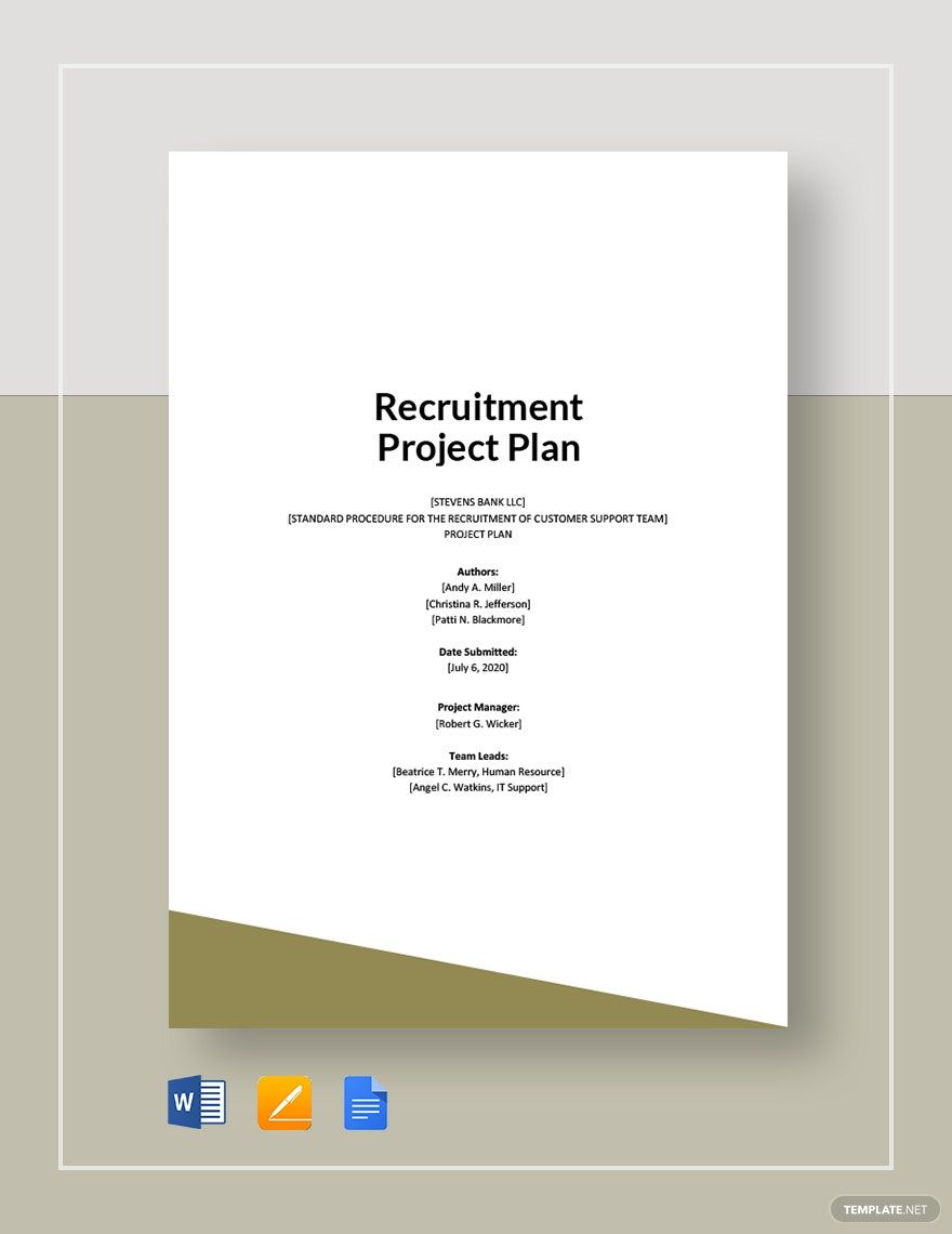 Recruitment Project Plan Template