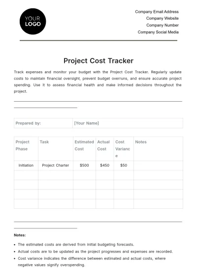 Free Project Cost Tracker Template to Edit Online