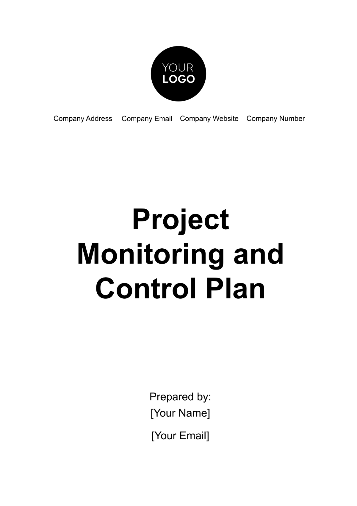 Project Monitoring and Control Plan Template