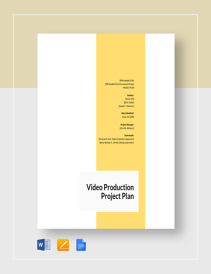 Video production Project Plan Template