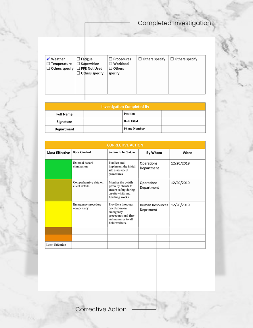 Construction Corrective Action Report Template