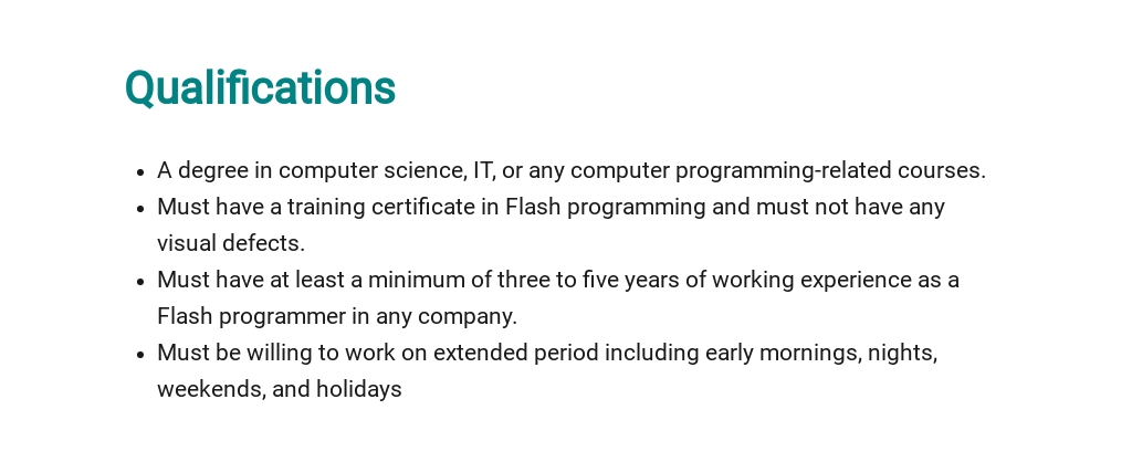 Free Flash Programmer Job Description Template 5.jpe