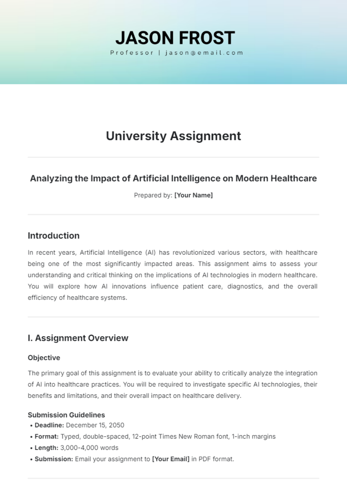 University Assignment Template - Edit Online & Download