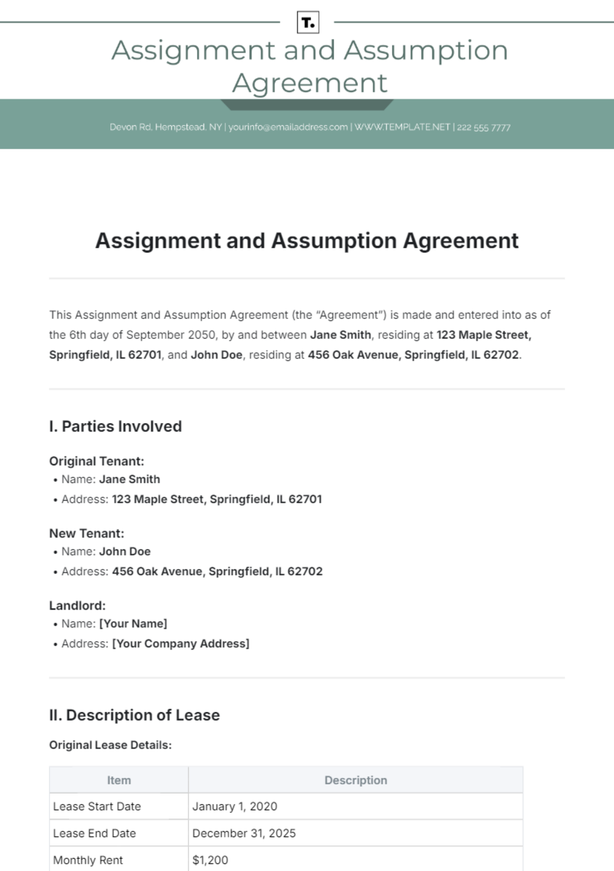 Assignment and Assumption Agreement Template - Edit Online & Download