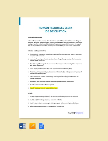15  Human Resources Job Description Templates Free Downloads