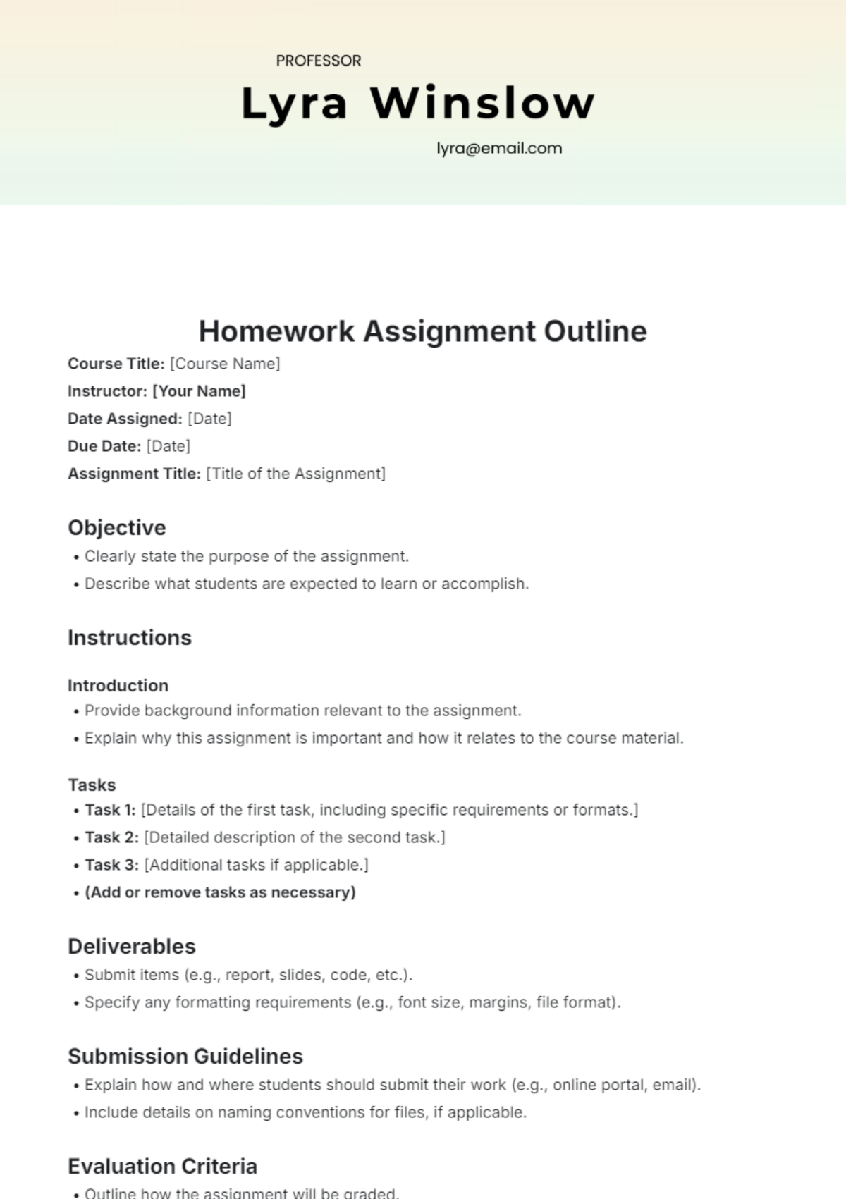 Homework Assignment Outline Template - Edit Online & Download