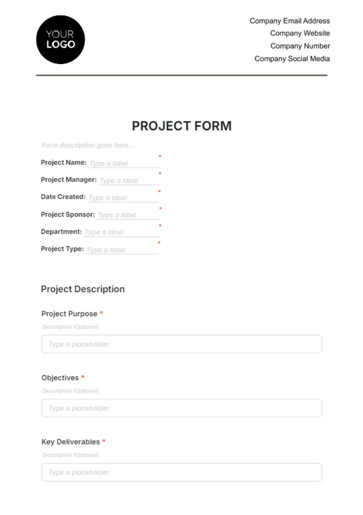 Project Form Template - Edit Online & Download