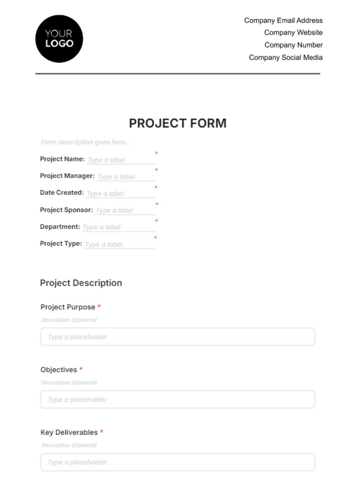 Free Project Templates To Edit Online