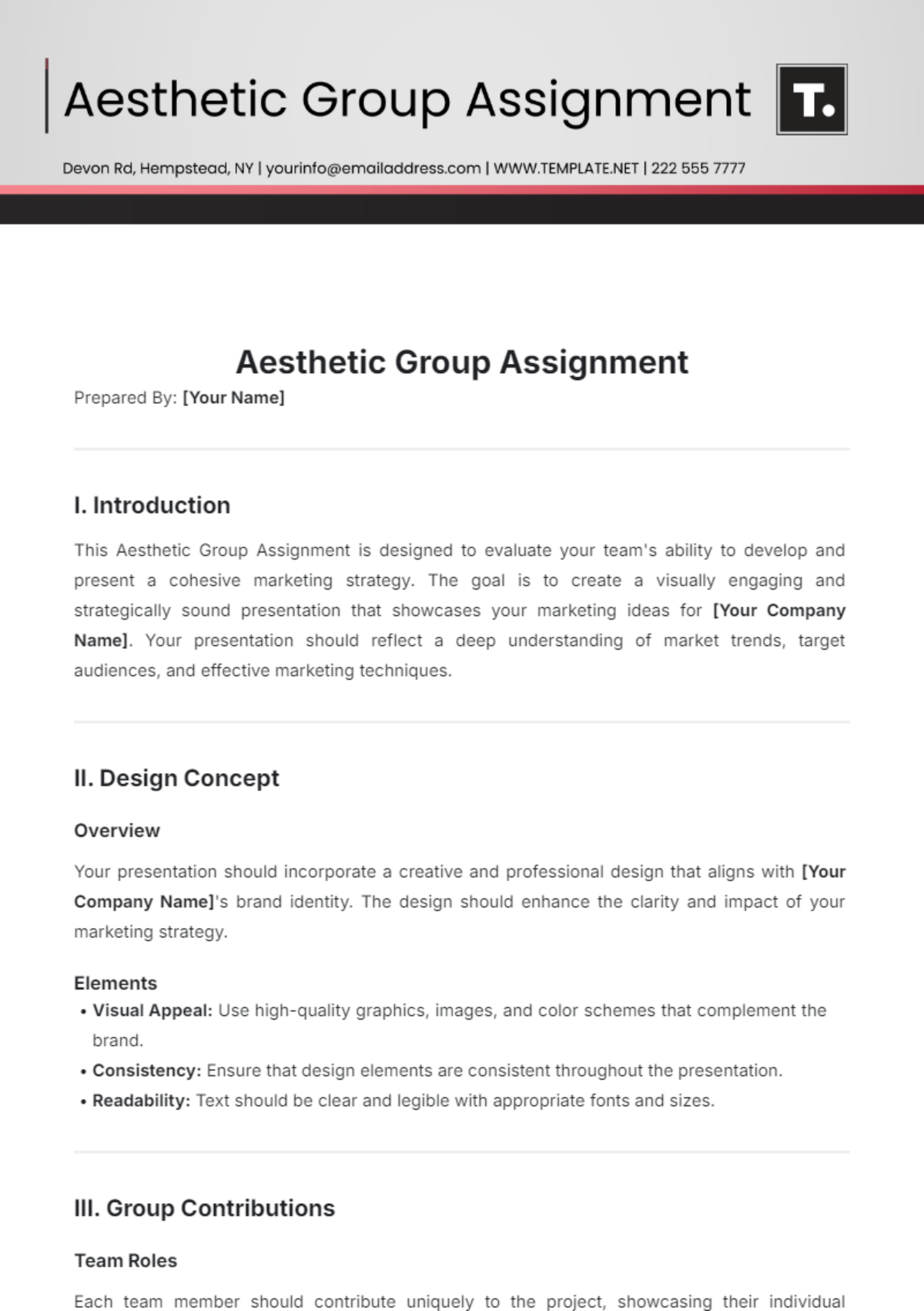 Aesthetic Group Assignment Template - Edit Online & Download