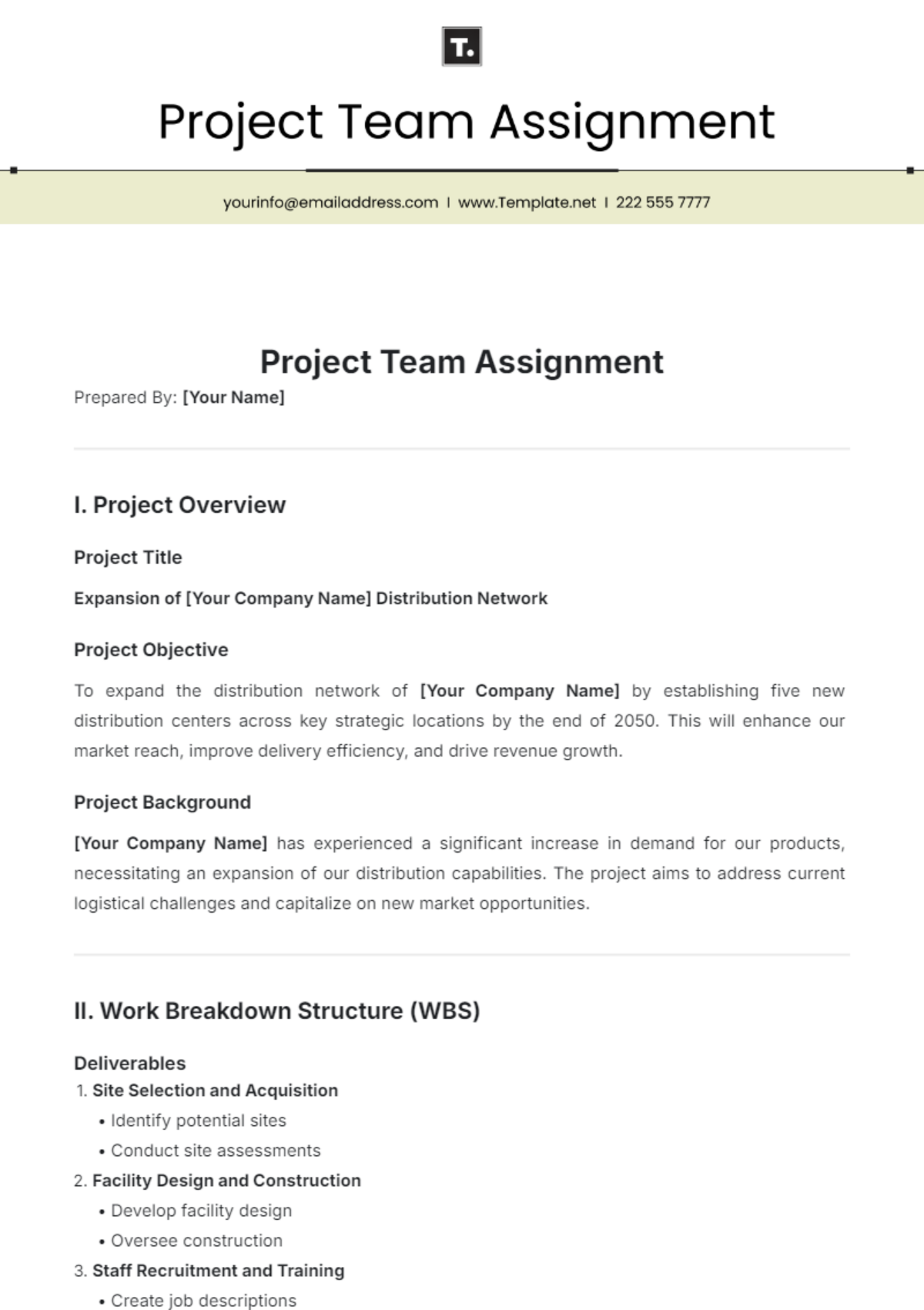 Project Team Assignment Template - Edit Online & Download