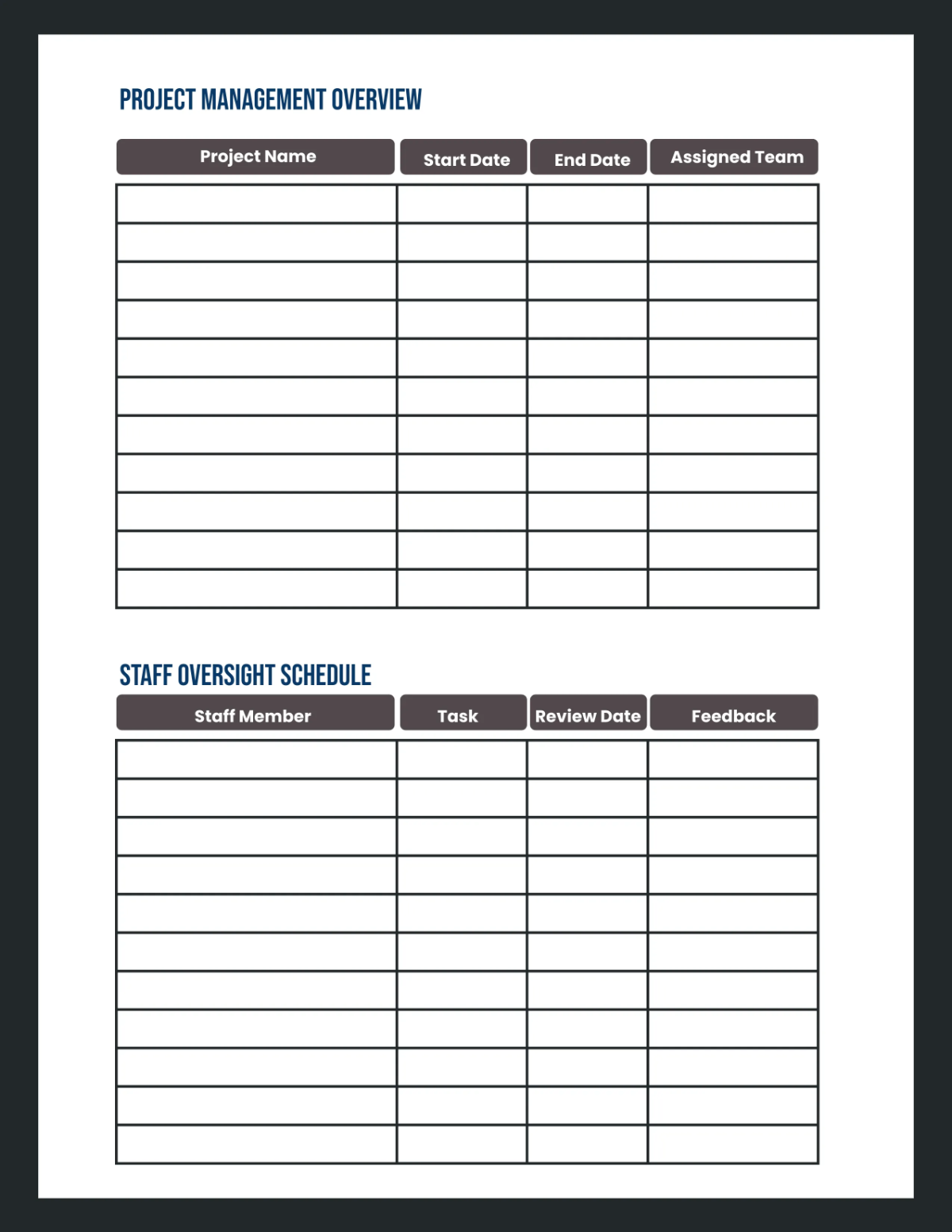 Free Administration Planner Template to Edit Online