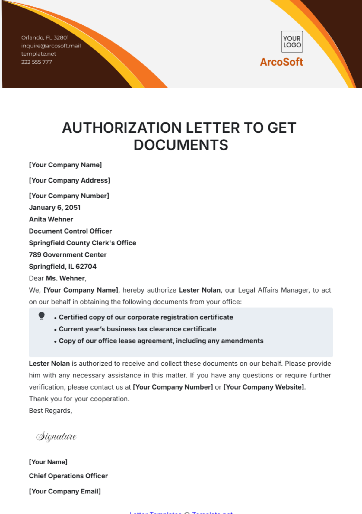 Authorization Letter to Get Documents Template - Edit Online & Download