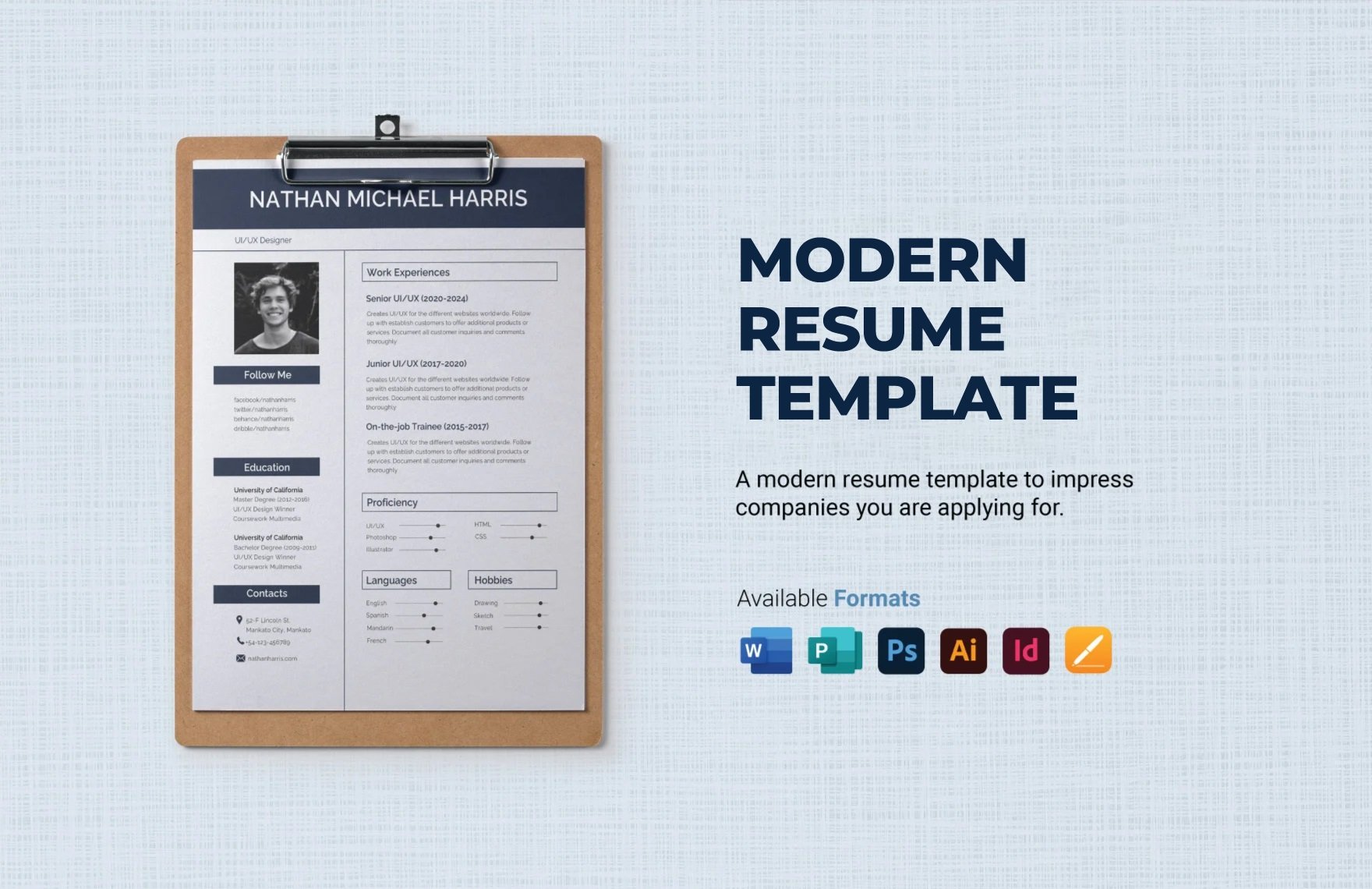 Free Modern Resume in Word, PDF, Illustrator, PSD, Apple Pages, Publisher, InDesign