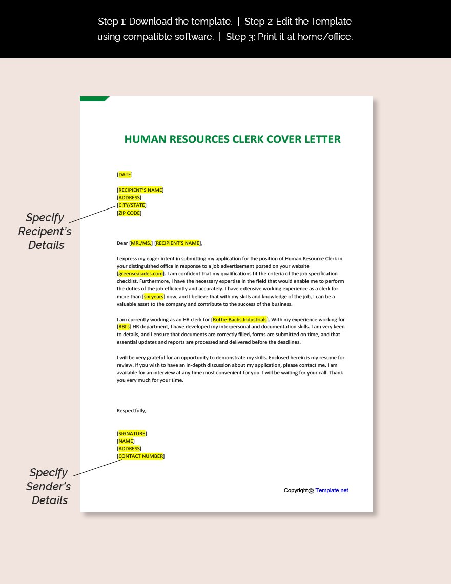 Human Resources Clerk Cover Letter