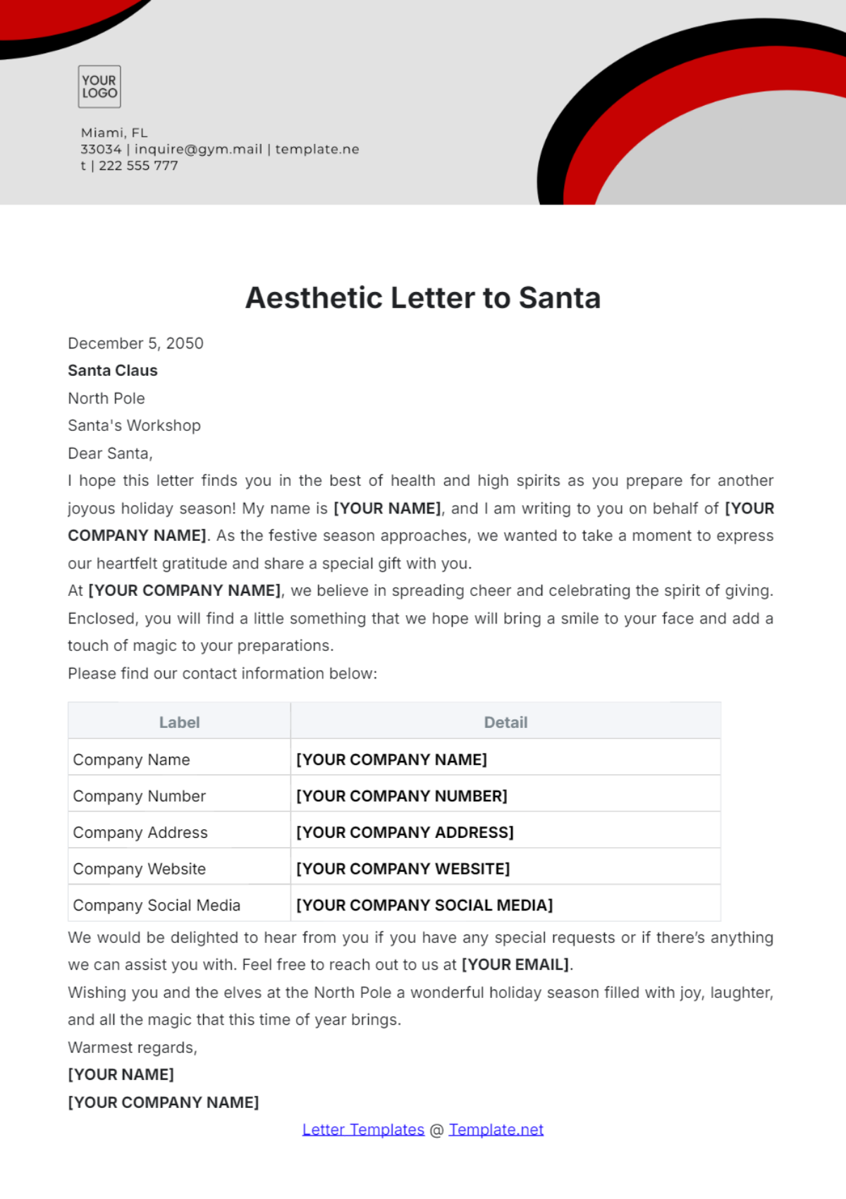 Free Aesthetic Letter to Santa Template